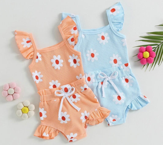 Orange and Blue Floral Sets